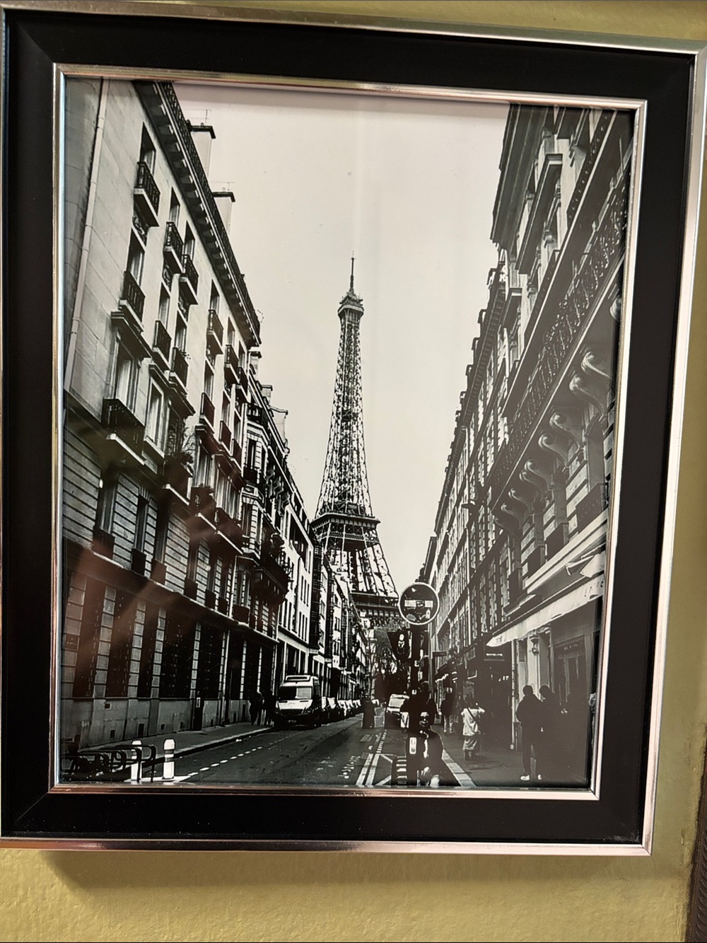 Black and White Eiffel Tower Street Wall Art 8x10